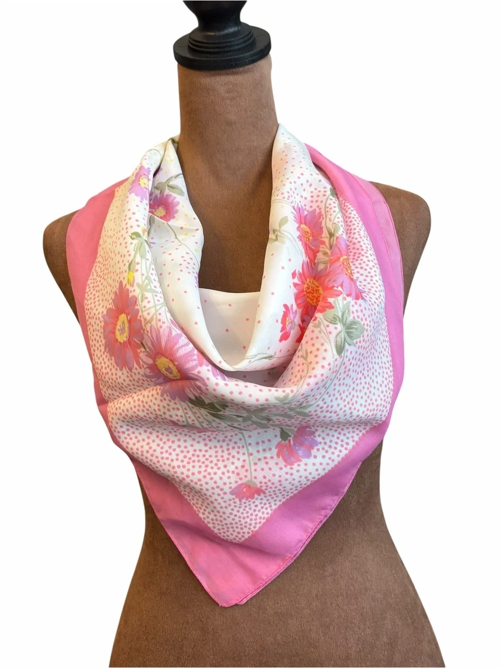 Vintage Valentina Fiore Pink Purple Yellow Floral Square Scarf‎ 29